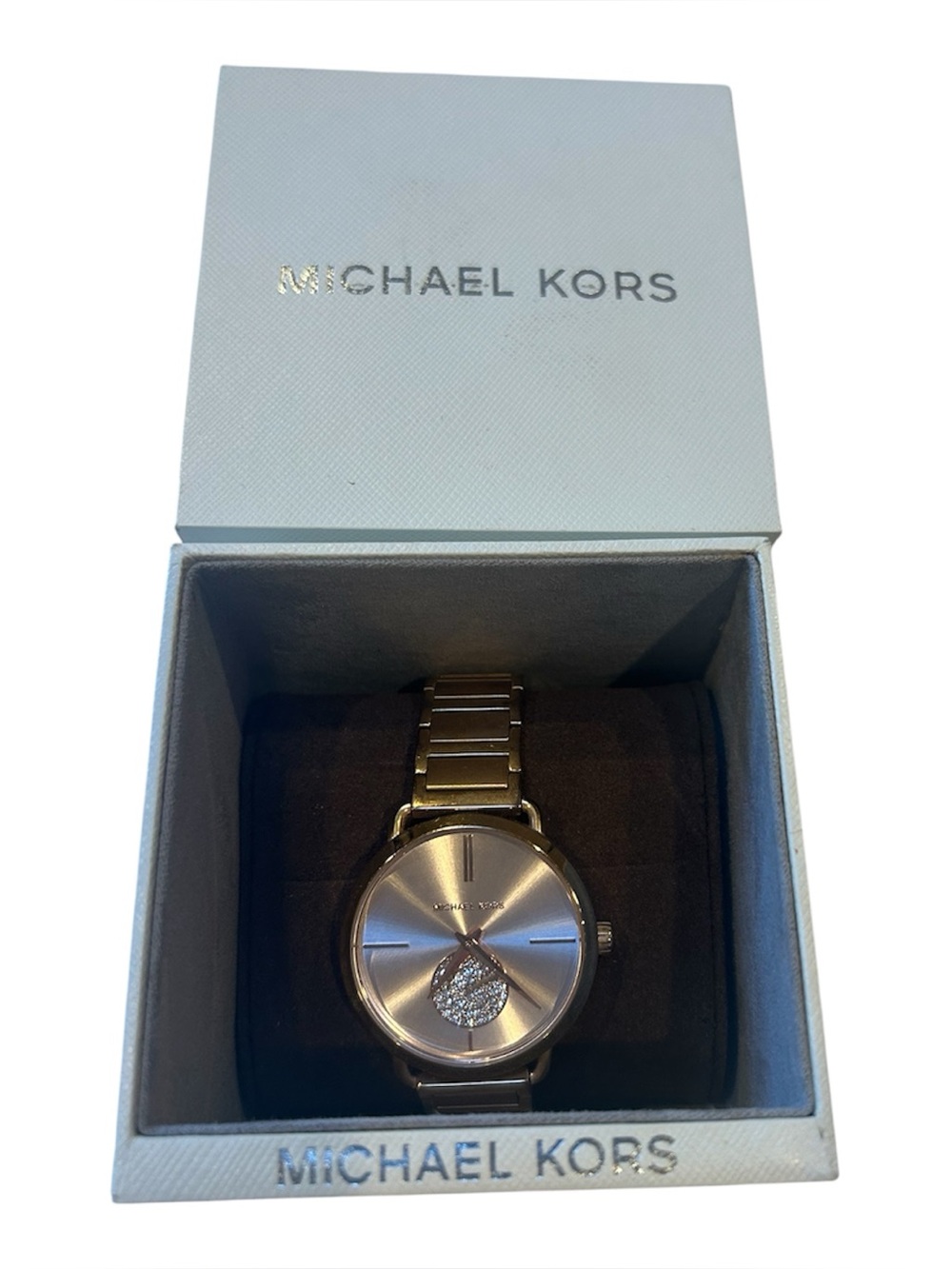 Michael Kors Women's Rose Gold-Tone Crystal Accent Watch